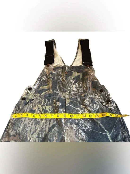 Vintage Mossy Oak Camo Bib Overalls Youth L Hunting Outdoor - Picture 5 of 12